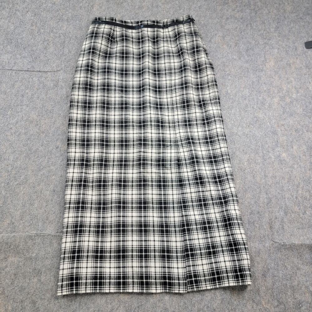 Stonebridge Y2K Plaid Check Maxi Pencil Skirt Size 8 Gray Front Slit